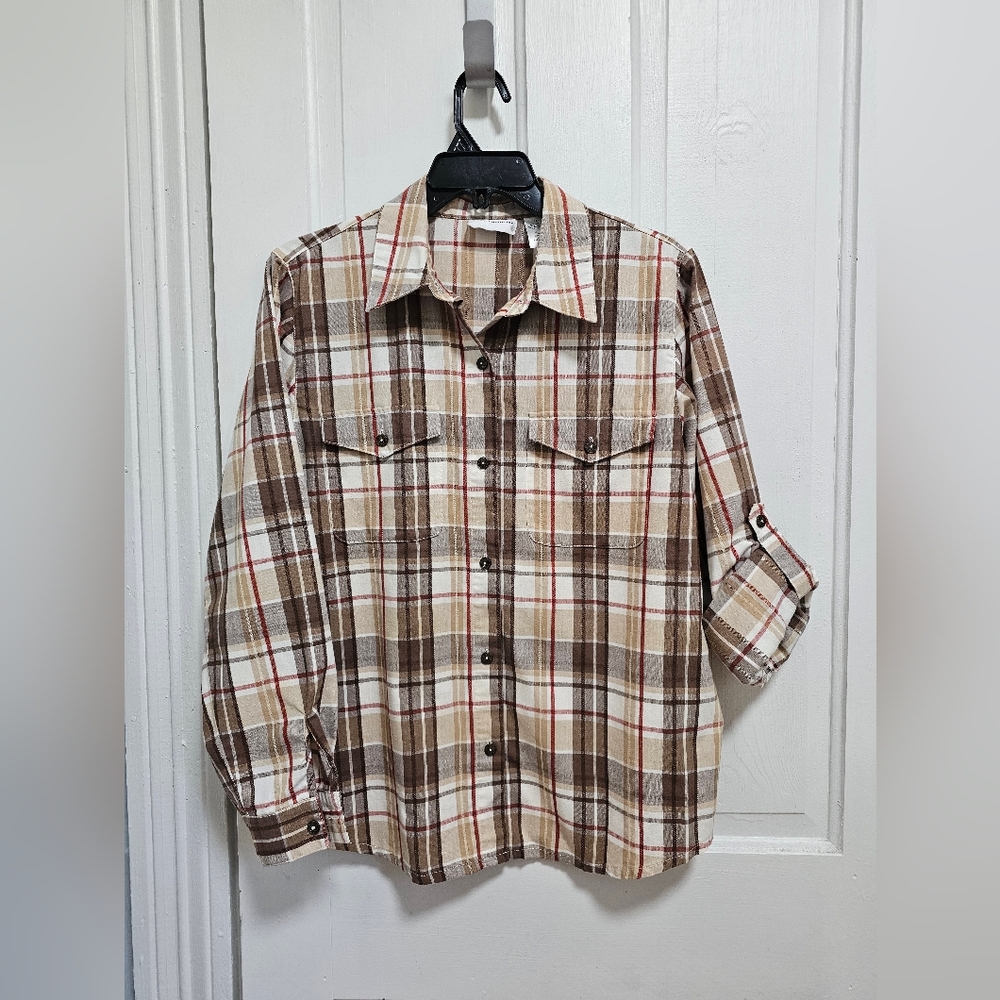 Alfred Dunner Ladies Plaid Button-Up Shirt